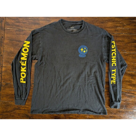 Pokémon T-Shirt Men L Psychic Type Long Sleeve Mew Alakazam - Picture 1 of 12